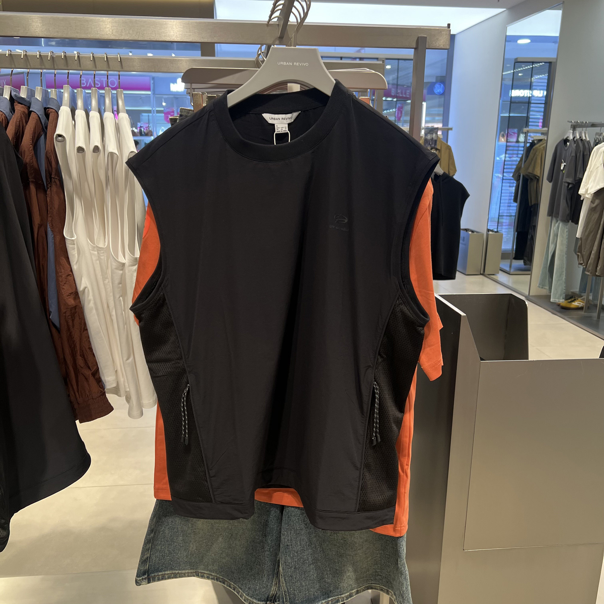 UR国内代购2026夏季男装潮流印花编织拉链圆领罩衫衬衫UUV260044