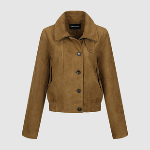 UR国内代购2026春季女装魅力复古绒面立领松紧腰外套UWG160009