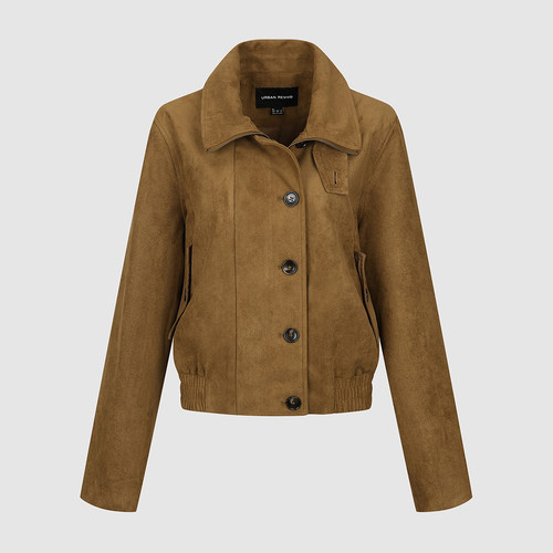 UR国内代购2026春季女装魅力复古绒面立领松紧腰外套UWG160009