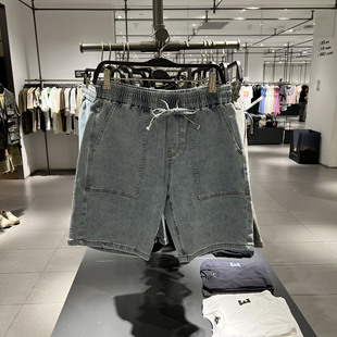 UR国内代购2025夏季男装复古休闲松紧腰牛仔短裤UMM850054/850053