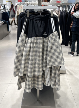 UR国内代购2026春季女装潮流女装松紧腰拼接格纹半身裙UYN560001
