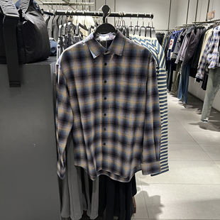 UR国内代购2026春季男装潮流撞色格纹趣味印花开襟衬衫UUV260004