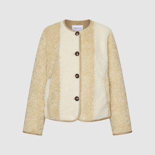 UR国内代购2025冬季女装琥珀流光风休闲撞色羊羔绒外套UYL150148