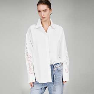 UR国内代购2025冬季新款女装魅力镂空蕾丝刺绣开襟衬衫UWG260004