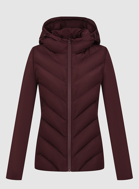 UR国内代购2026春季新款女装气质红色绗缝连帽抽绳棉服UWM150137