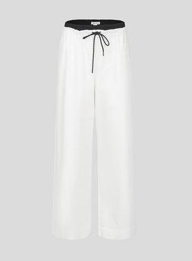 UR国内代购2025秋季女装休闲撞色拼接松紧腰系带直筒裤UYL650079