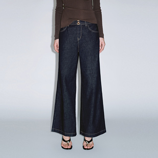 气质复古明线腰带水洗牛仔长裤 女装 UWM850220 2025秋季 UR国内代购