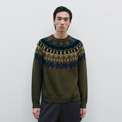 UR国内代购2025冬季男装琥珀流光风复古费尔岛针织衫UML950049