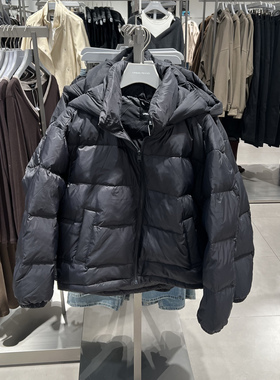 UR国内代购2025冬季女装简约休闲连帽绗缝宽松羽绒服UWM150052