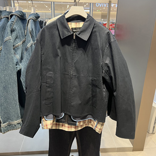 UR国内代购2026春季男时尚撞色拼接格纹假两件夹克外套UMF160012