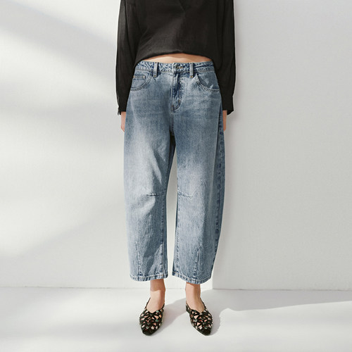 UR国内代购2025秋季女装简约复古休闲弯刀裤牛仔长裤UWH850077