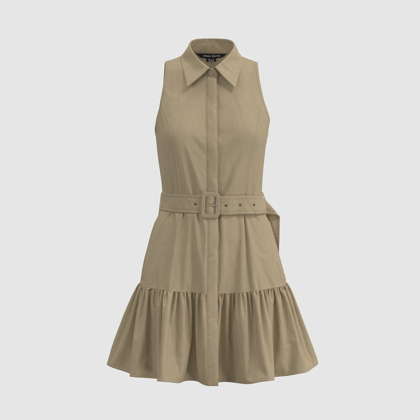 UR国内代购2025秋季女装复古休闲腰带无袖A字收腰连衣裙UWG750227