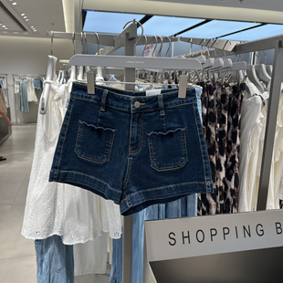 UR国内代购2025秋季女装复古水洗蝴蝶结装饰牛仔短裤UYL850120