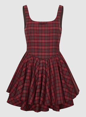 UR国内代购2026春季女都市复古格纹蝴蝶结双层摆连衣裙UYU760001