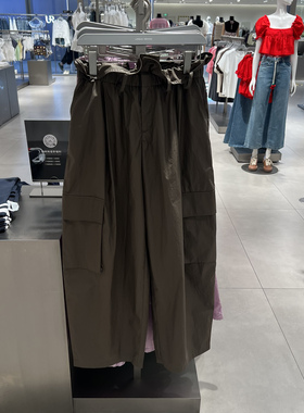 UR国内代购2025夏季女时尚超宽松花苞抽绳弯刀裤萝卜裤UYV650047