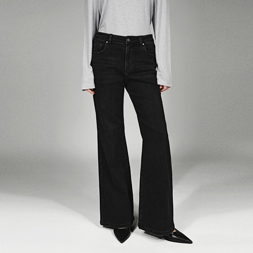 UR国内代购2025冬季女装气质水洗猫须修身喇叭牛仔长裤UWM860011