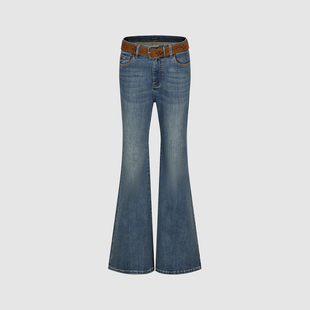 UR国内代购2026春季女装休闲水洗腰带修身喇叭牛仔长裤UWH860017