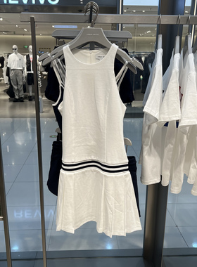 UR国内代购2025夏季女装休闲复古学院风百褶无袖连衣裙UYU750047