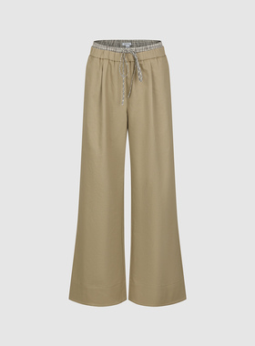 UR国内代购2026春季女装都市撞色拼接格纹系带阔腿裤UYU660002