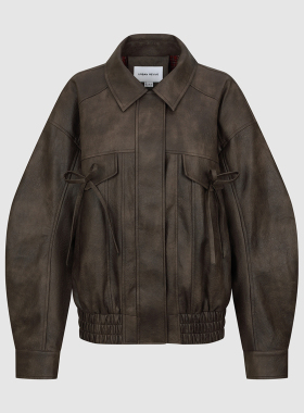 UR国内代购2026春季女装时髦都市复古PU翻领蝴蝶结外套UYU160003