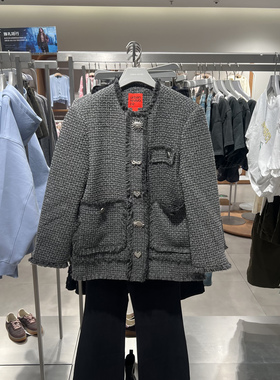 UR国内代购2025秋季女肌理感纽扣含羊毛粗花呢小香外套UYV150080