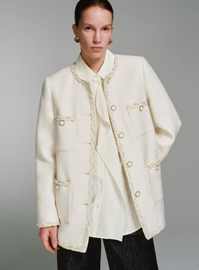 UR国内代购2026春季女气质小香拼接羊毛粗花呢纽扣外套UWM150115