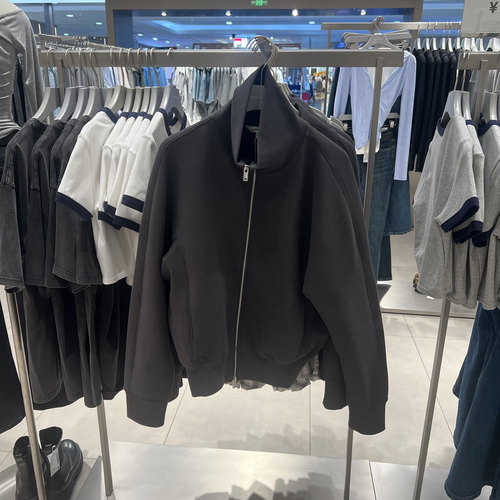 UR国内代购2025秋季女装休闲简约立领双拉链宽松外套UYY150101