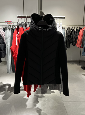 UR国内代购2026春季新款女装简约拼接设计绗缝连帽棉服UWM160004