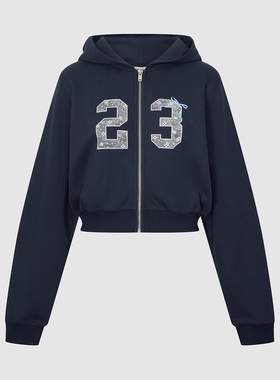 UR国内代购2026春季女装休闲连帽蕾丝数字刺绣短款外套UYY160012