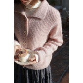 秋屿moment 保暖翻领针织毛衣开衫 自制 秋季