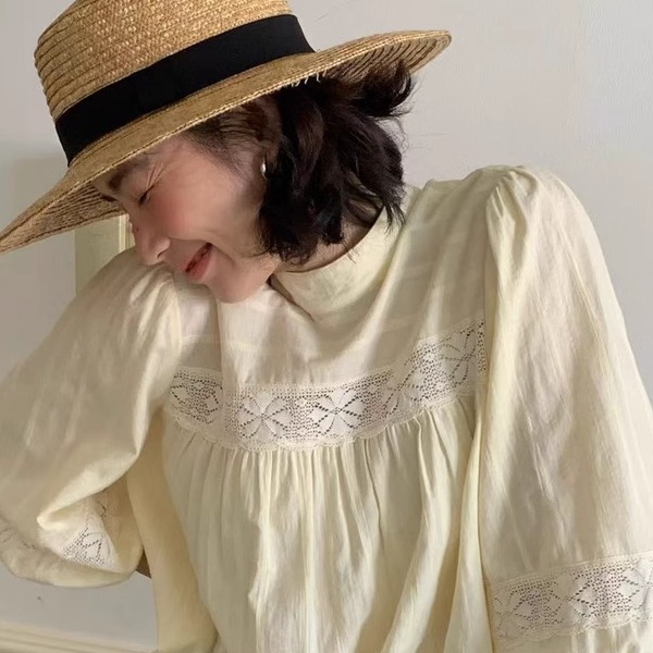 秋屿moment 自制 百搭休闲绣花收腰衬衫