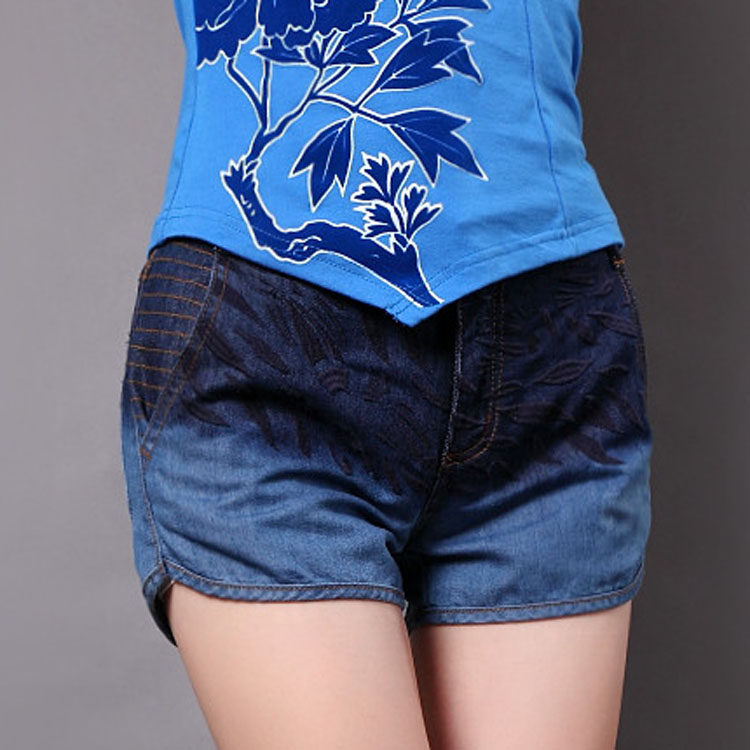 民族绣花渐变热裤士牛仔短裤夏季新款显瘦休闲裤子清仓特价包邮