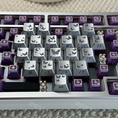 PC磨砂银侧刻透光蝴蝶键帽原厂高度21键适配Wooting磁轴键盘键帽