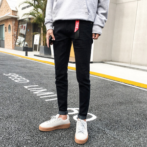 港风街拍新款韩版潮裤三色青少年小脚牛仔长裤K88-P40图片