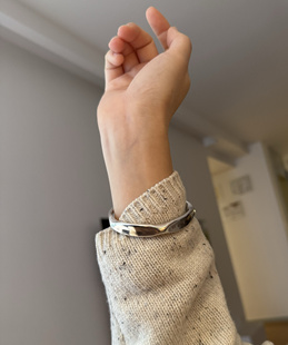 泰国清迈手工银925纯银手镯 女款时尚气质简约光面不规则镯子手环