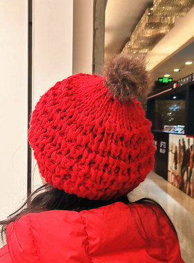 冬天韩版贝雷帽绒线针织护耳少年青年保暖亲子圆顶编织女生毛线帽