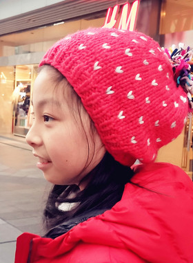 秋冬绒线针织帽少年毛线针织青年女生保暖甜美可爱保暖圆顶毛线帽