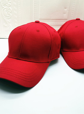 红色百搭男女大头围学生情侣户外光版棉帽子韩版鸭舌帽大号棒球帽