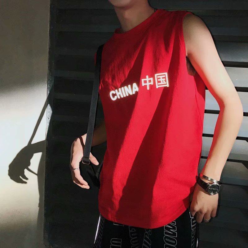 运动背心男潮牌韩版潮流嘻哈宽松ins无袖T恤男生bf原宿风跨栏坎肩