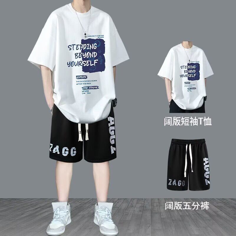 青少年夏季韩版套装男生短袖T恤衫半袖新款大高中学生潮休闲运动