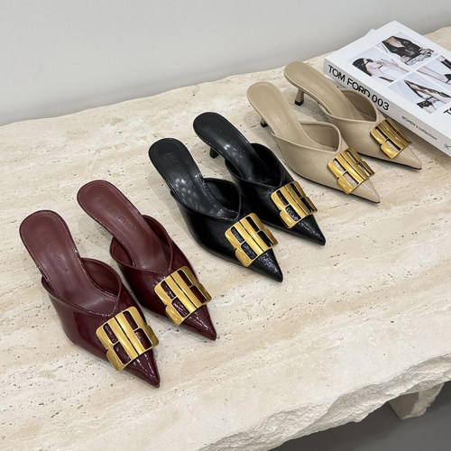 大牌同款法式尖头细跟穆勒鞋半拖