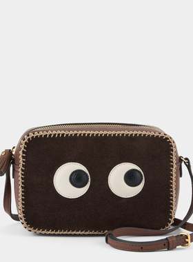 安雅anya羊皮配牛皮可爱女包大眼睛相机包邮差单肩包斜挎包小方包