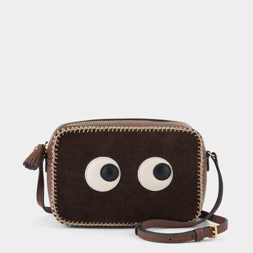 安雅anya羊皮配牛皮可爱女包大眼睛相机包邮差单肩包斜挎包小方包