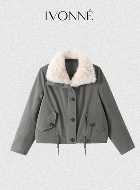 IVONNE｜暖冬 2025冬季 可拆卸山羊绒毛领 95白鹅绒外套羽绒服