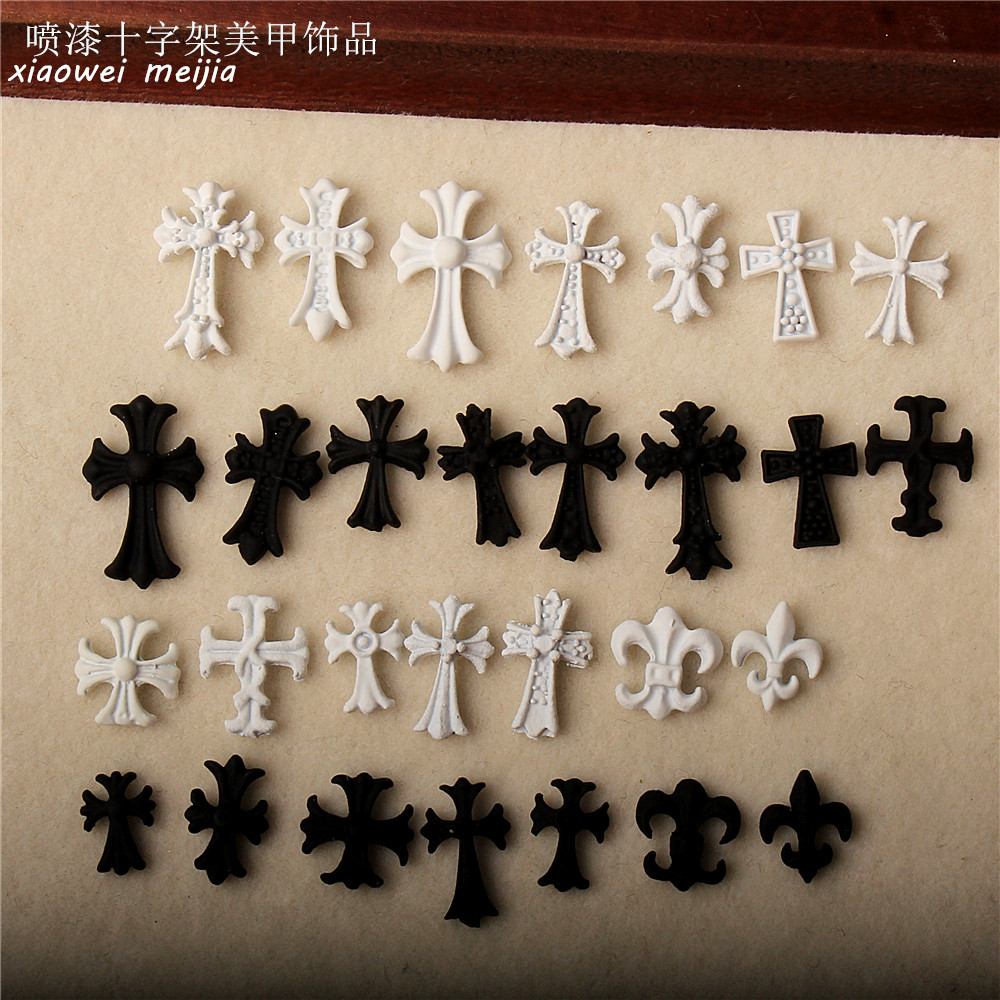 暗黑朋克十字架持久喷漆指甲钻