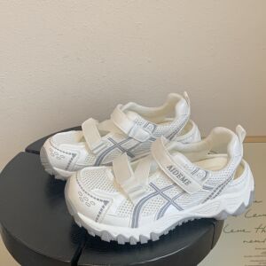 小众设计感镂空透气运动鞋女2026夏季新款魔术贴厚底百搭休闲鞋
