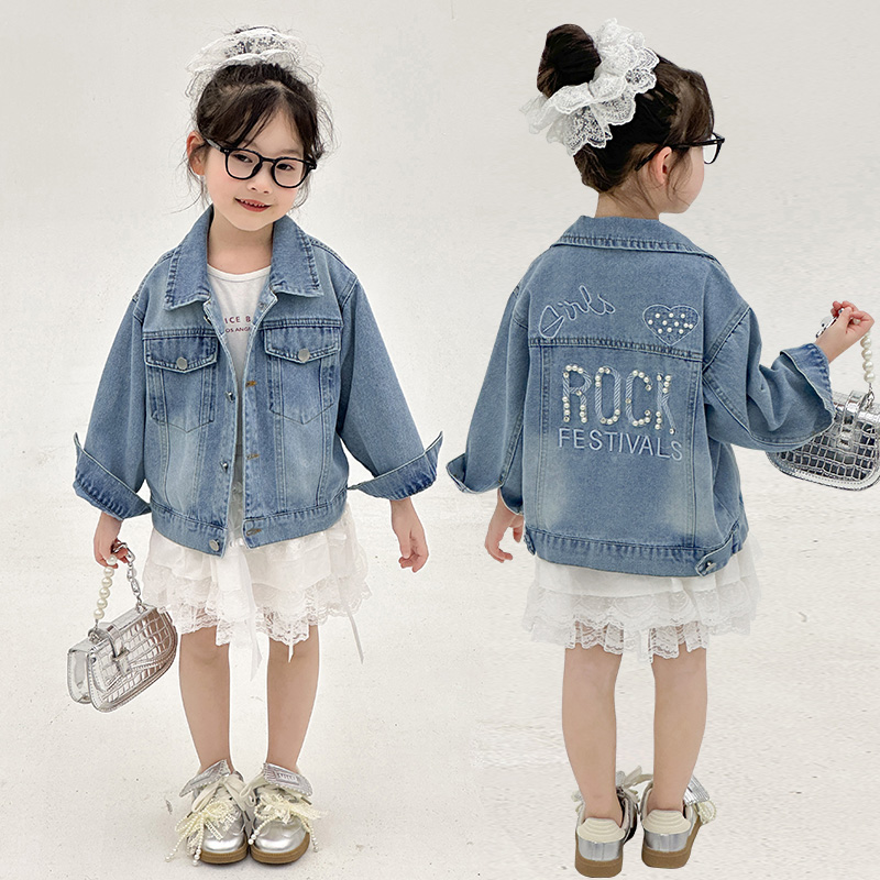 牛仔外套女童珠绣夹克