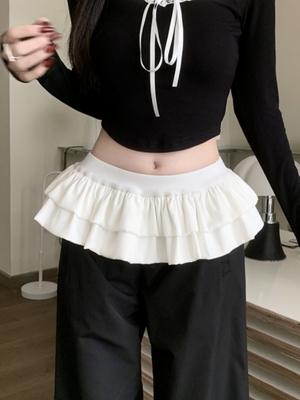 法式芭蕾风甜辣妹短裙荷叶边腰裙