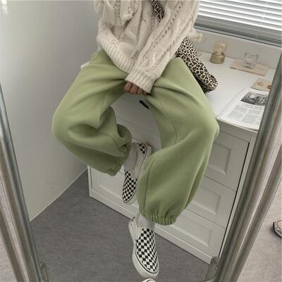 加绒卫裤子女秋冬显瘦束休闲裤