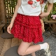 内搭A字红色蓬蓬短裙裤 法式 复古波点荷叶边蛋糕半身裙女春秋夏季